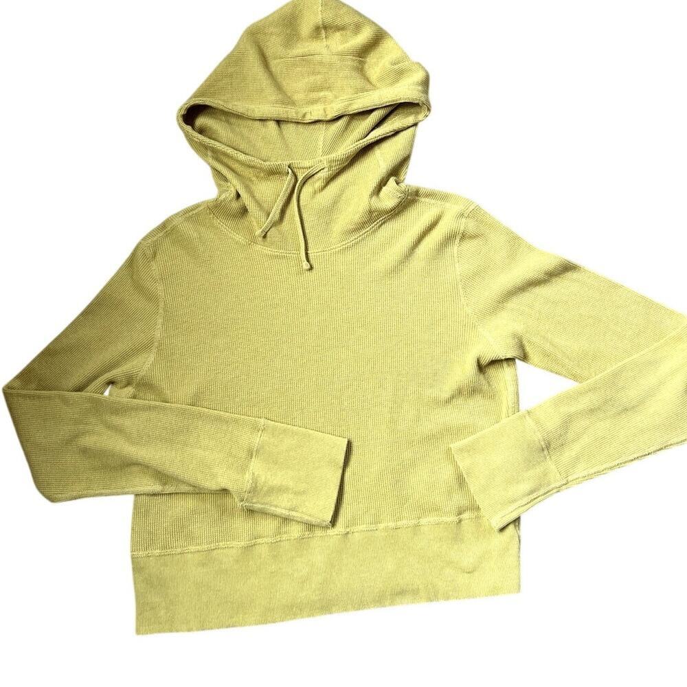 prAna Textured Long Sleeve Crop Goldenrod Hoodie, Women's size L